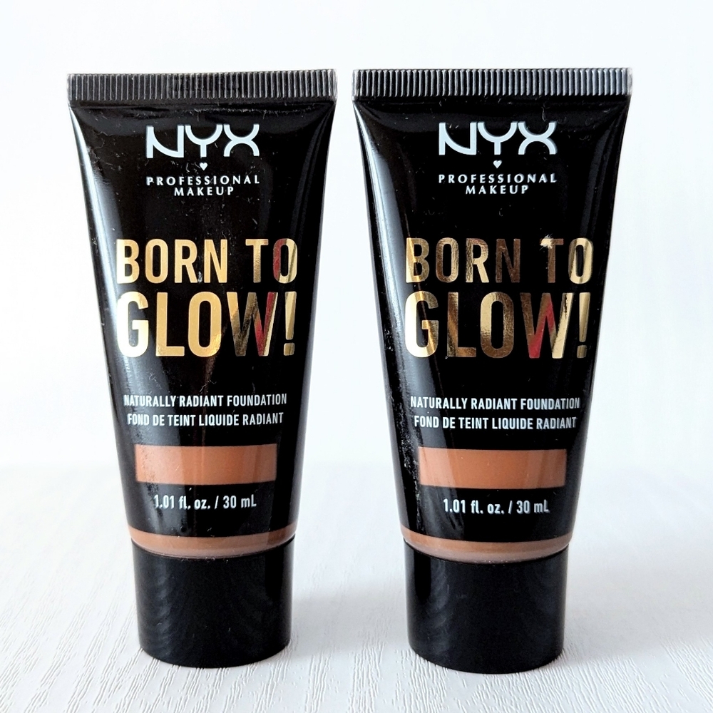 2Pcs NYX Born To Glow Naturally Radiant Makeup Foundation MOCHA 1 fl.oz